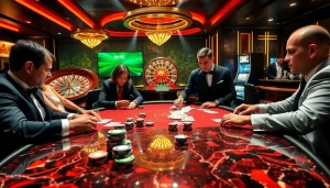 Experience the thrill of high-stakes poker and roulette at https:/nk88.us.com/ in a vibrant casino setting.