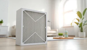 HEPA filter prominently displayed in a clean living space to illustrate indoor air quality.