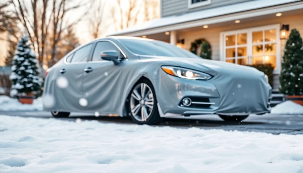 Enhance winter car protection Chattanooga with a cozy driveway scene featuring a beautifully protected vehicle.