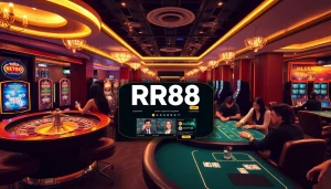 Experience thrilling gameplay at RR88 with vibrant slot machines and elegant poker tables.