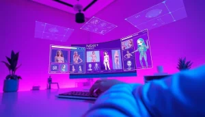 AI NSFW platform showcasing futuristic digital interactions and AI-generated art.