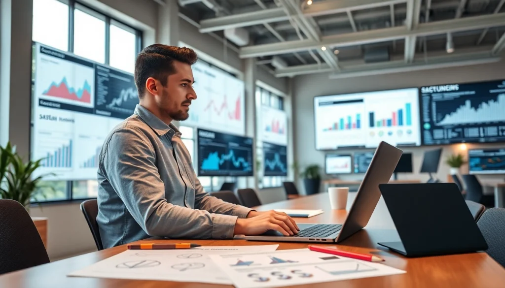 Engaging visual of competitive intelligence strategies being analyzed in a modern office.