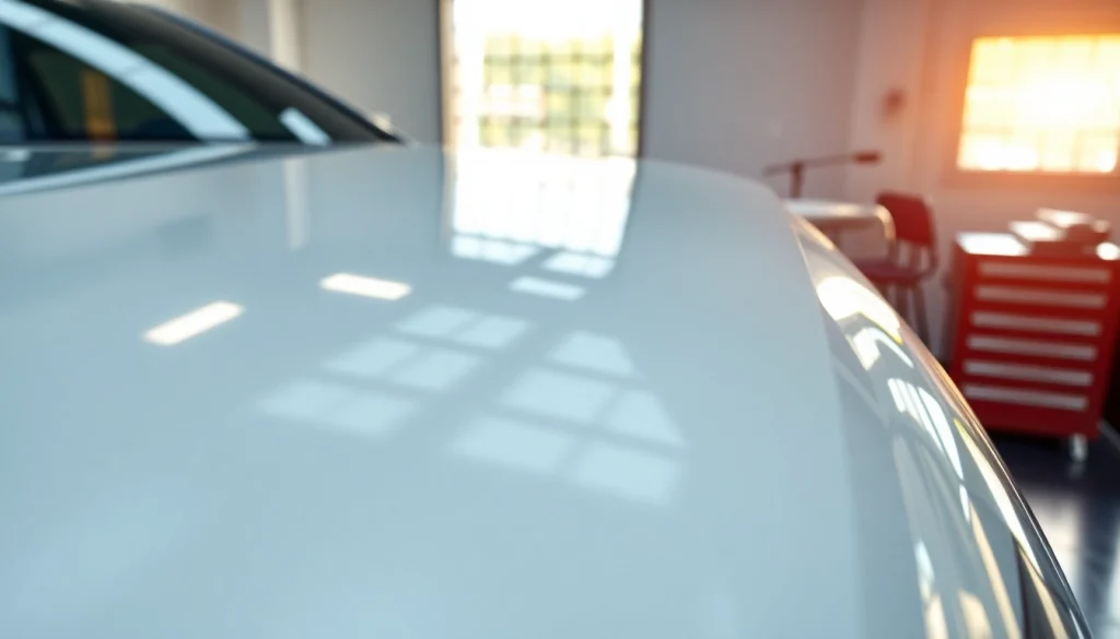 Applying ceramic coating near me on a pristine car with professional detailing tools.