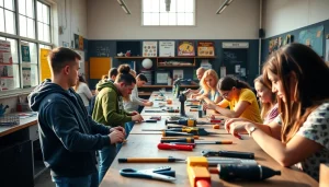 Students engaged at a Trade School knoxville Tn learning hands-on skills in a vibrant classroom.