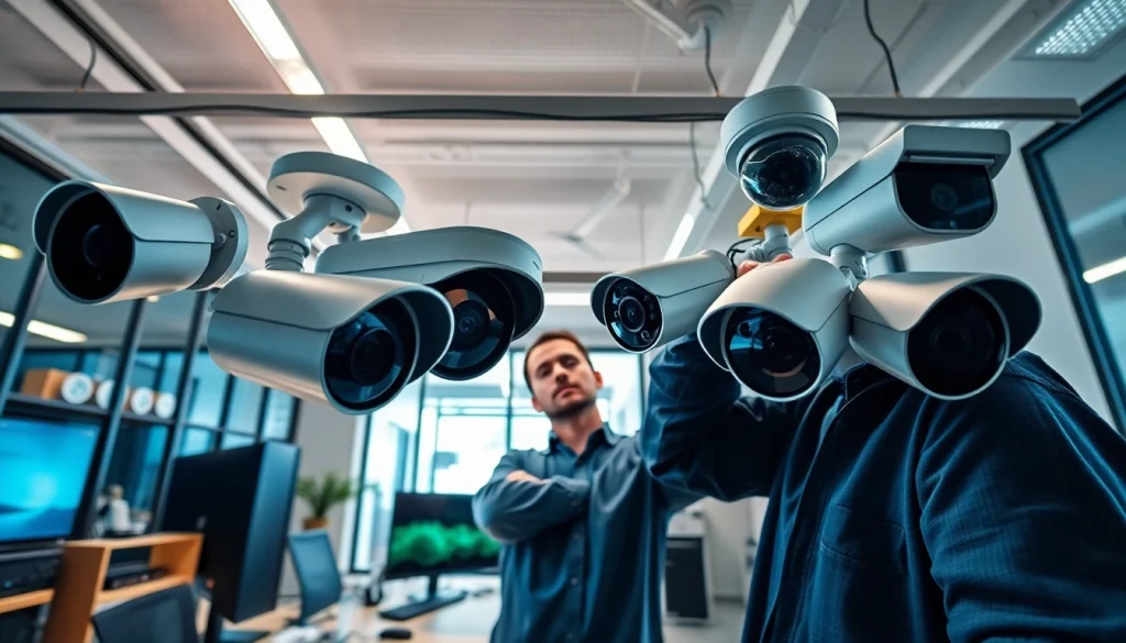 Instalación de Cámaras de Seguridad en Liberia por D-Tech, mostrando tecnología de seguridad avanzada y técnicos expertos.