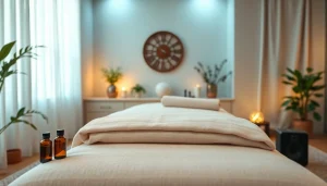 수원출장마사지의 편안한 분위기, 차분한 마사지 환경과 편안한 데코 요소를 보여주는 이미지