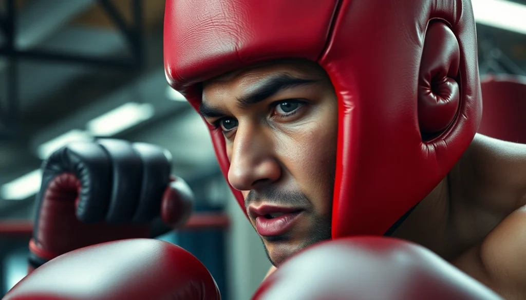 Kopf- und Gesichtsschutz für Boxsportler in Aktion mit hochwertigem headgear boxing.