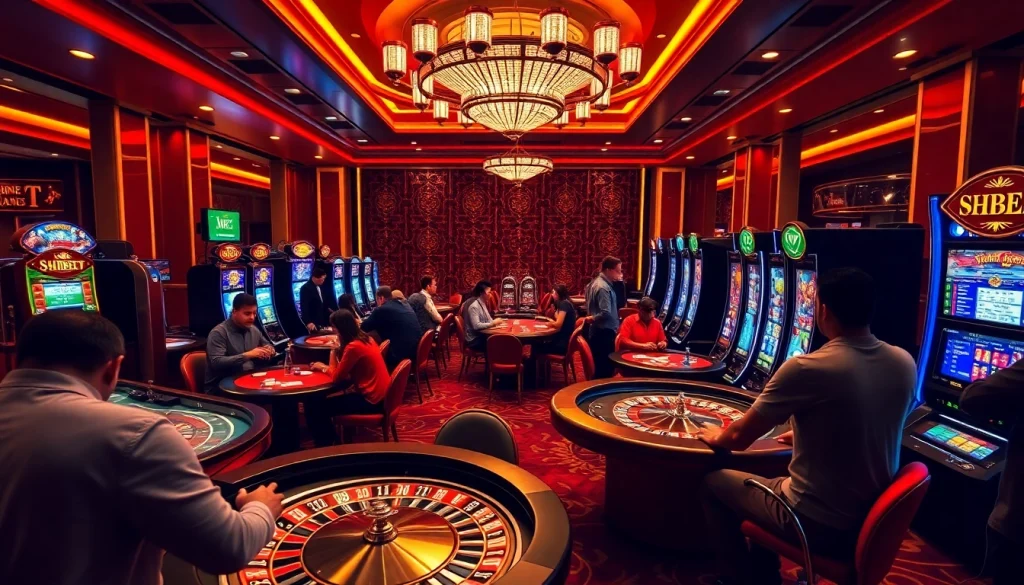 shbet players engaging in thrilling casino games at a luxurious online platform