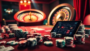 Vivez l'excitation au meilleur casino en ligne 2026 avec des couleurs vives et des éléments de casino.