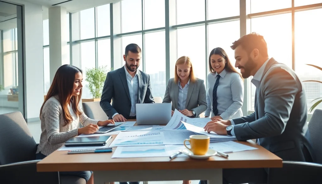 Professional team discussing Vat Services in UAE in a modern office setting.