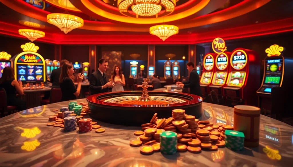 Vivez l'excitation du casino en ligne Français avec des joueurs dynamiques à une table de roulette luxueuse.