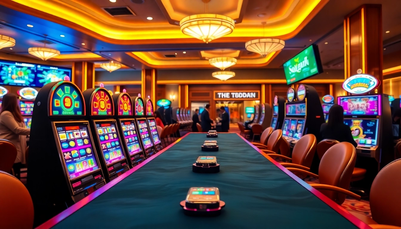 Menangkan slot interwin dengan suasana kasino yang ceria dan mesin slot yang berwarna-warni.