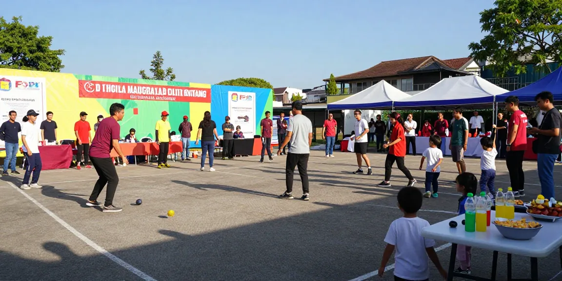 Acara olahraga FOPI Kota Bontang dengan petanque di lapangan, pemberian semangat untuk komunitas.