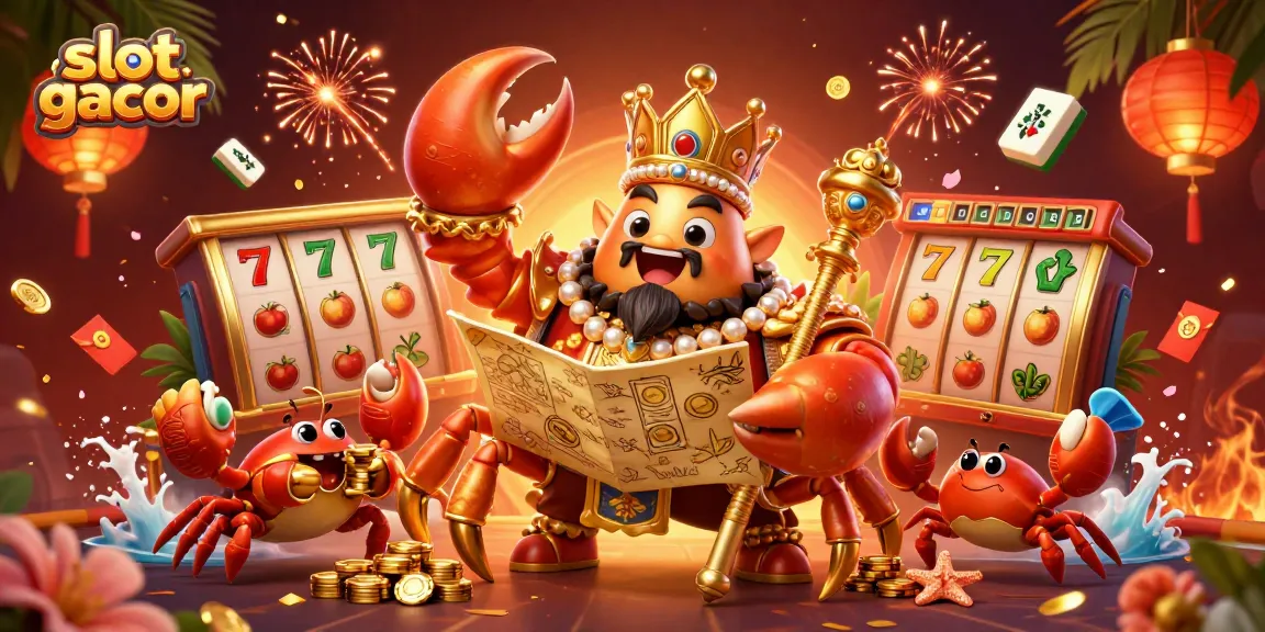 Engage with exciting slot gacor games in this vibrant casino illustration featuring royal elements.