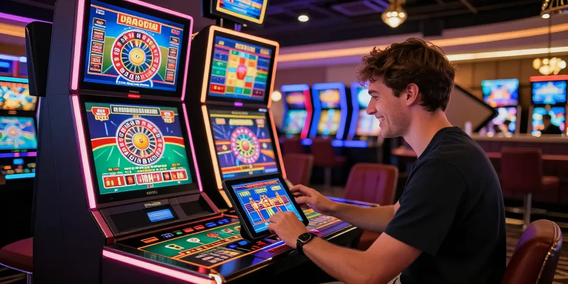 Engaging scene of a player at online casinos that accept credit cards, enjoying diverse games in a vibrant atmosphere.