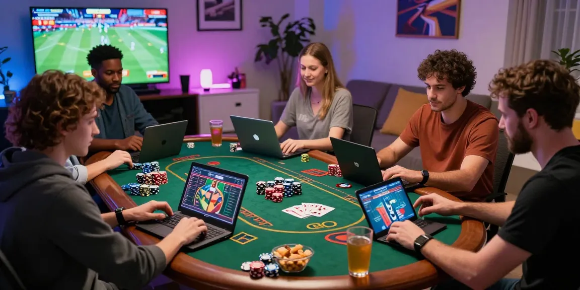 Exciting gaming scene at spinysoft.co.uk showcasing players engaging with credit card casinos in a lively home setting.